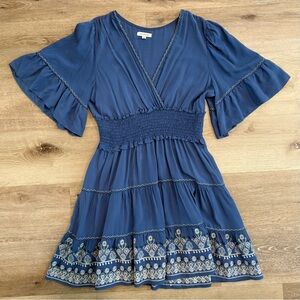 Max Studio Blue Embroidered Dress